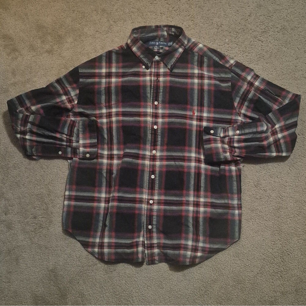 Ralph Lauren Plaid Flannel Shirt Classic Fit Mens Size 2XB Red Black